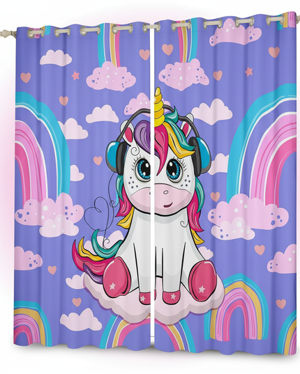 kids unicorn curtains - white-bg