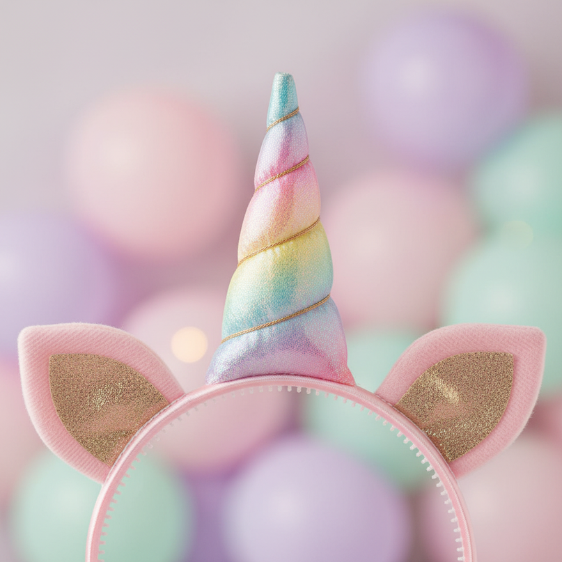 kids unicorn headband party set - detail