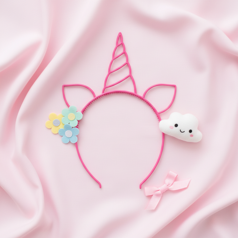 kids unicorn headband party set - flat-lay