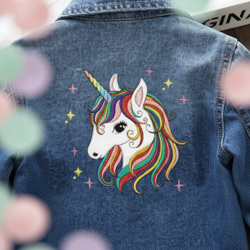 kids unicorn jacket - detail
