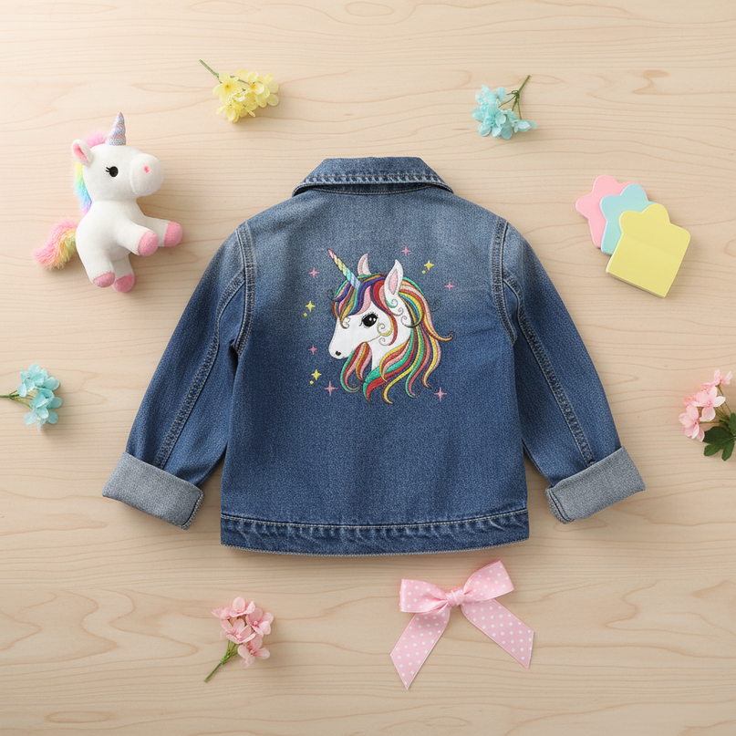 kids unicorn jacket - flat-lay