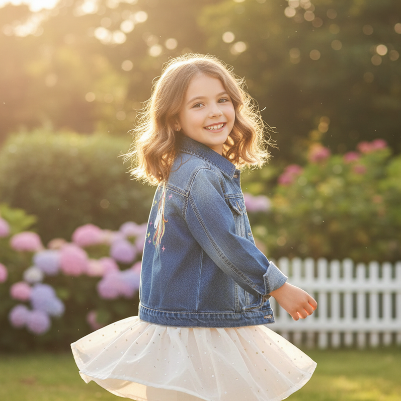 kids unicorn jacket - in-use