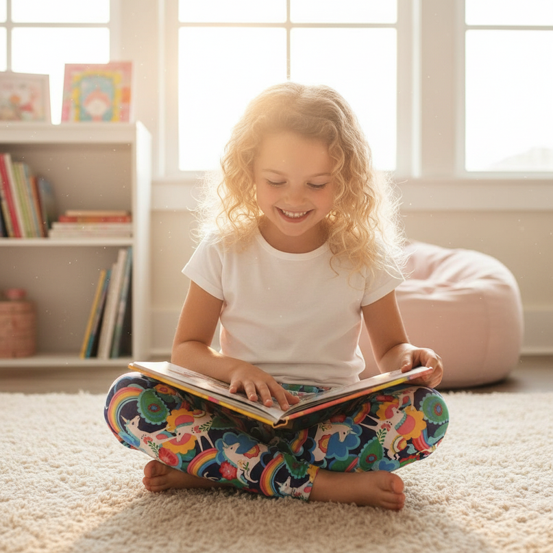 kids unicorn leggings - in-use