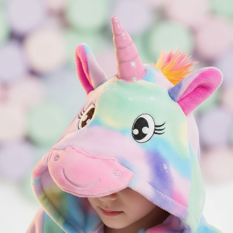 kids unicorn robe - detail
