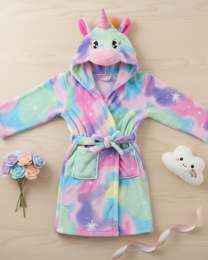 kids unicorn robe - flat-lay