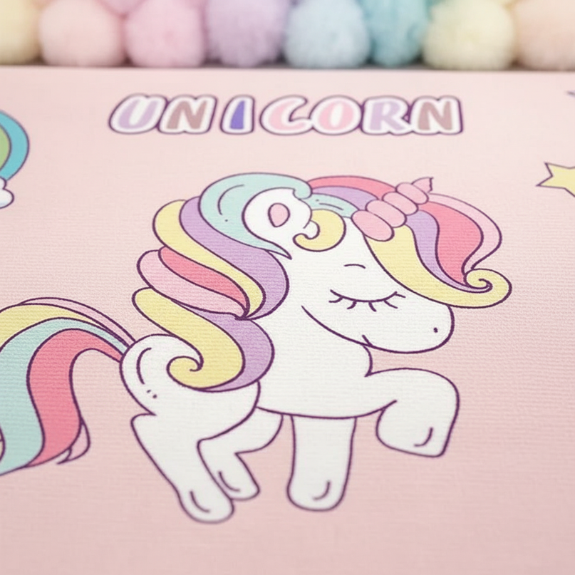 kids unicorn rug - detail