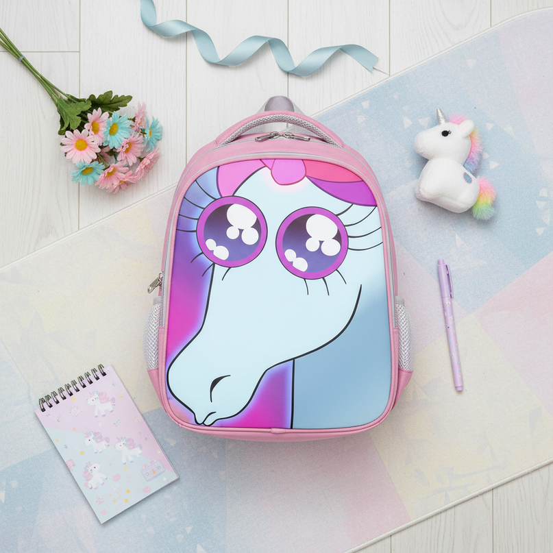 kids unicorn school backpack girls - flat-lay