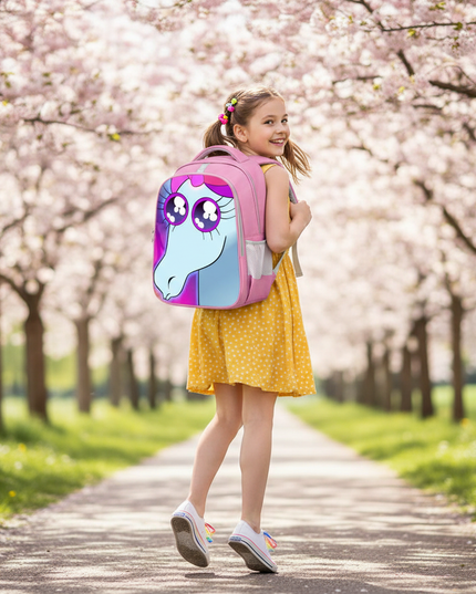 kids unicorn school backpack girls - in-use