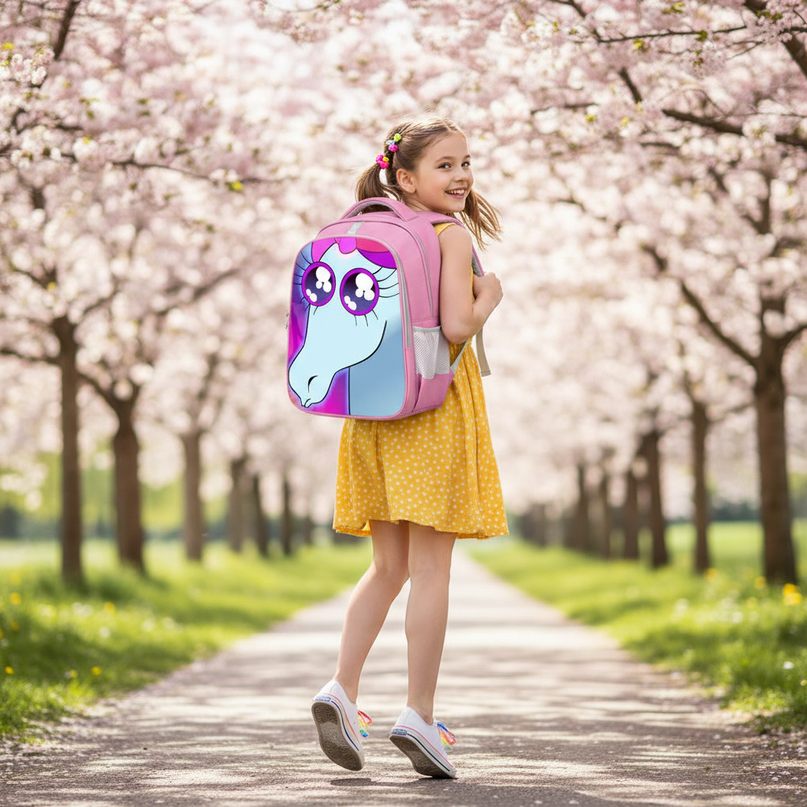 kids unicorn school backpack girls - in-use