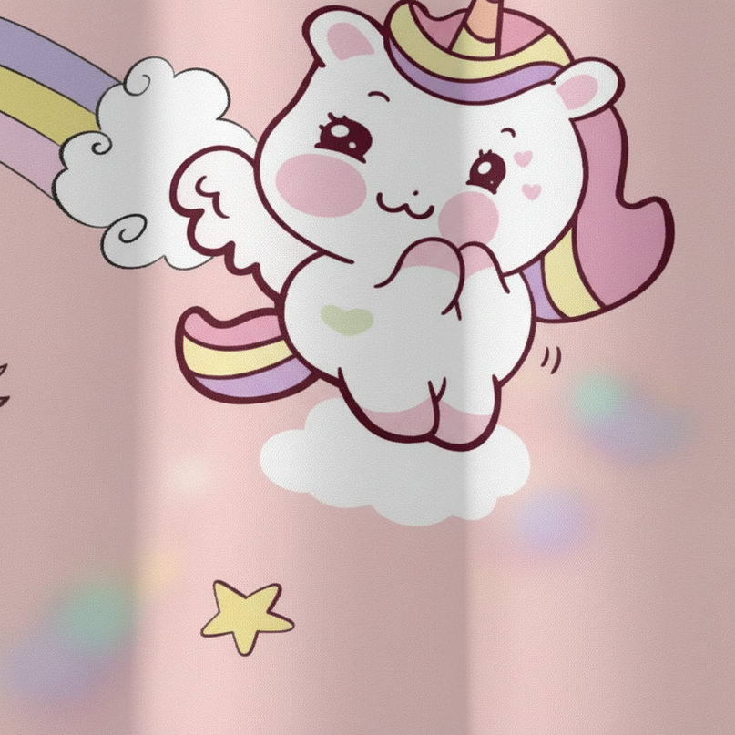 kids unicorn shower curtain - detail