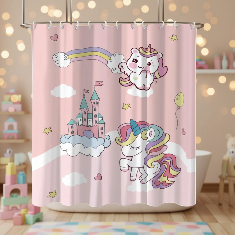 kids unicorn shower curtain - lifestyle