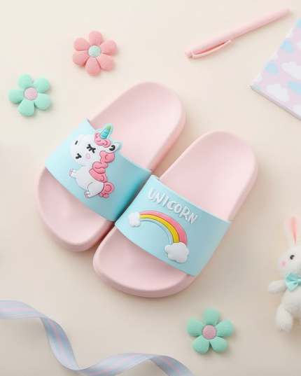 kids unicorn slides - flat-lay