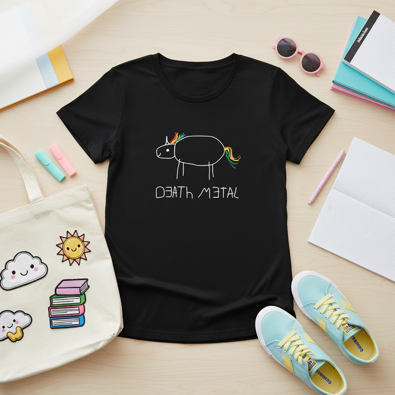 kindergarten unicorn shirt - flat-lay