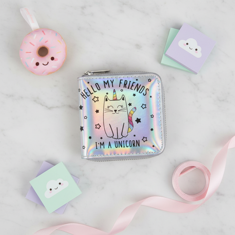 kitty unicorn wallet - flat-lay