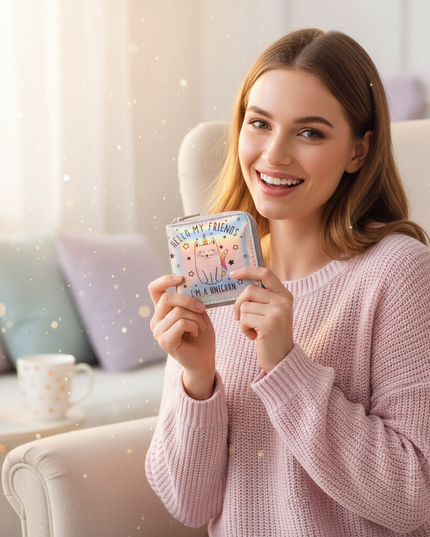 kitty unicorn wallet - in-use