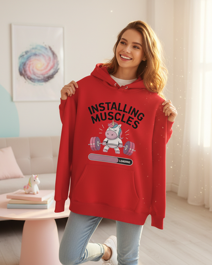 ladies unicorn hoodie - in-use