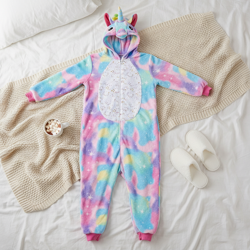 ladies unicorn onesie - flat-lay