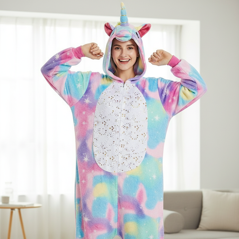 ladies unicorn onesie - in-use