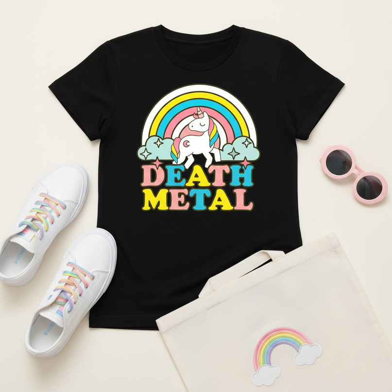 ladies unicorn shirt - flat-lay