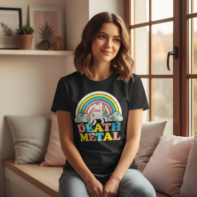 ladies unicorn shirt - in-use