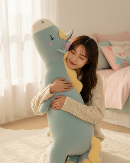 large plush stuffed animal unicorn - in-use