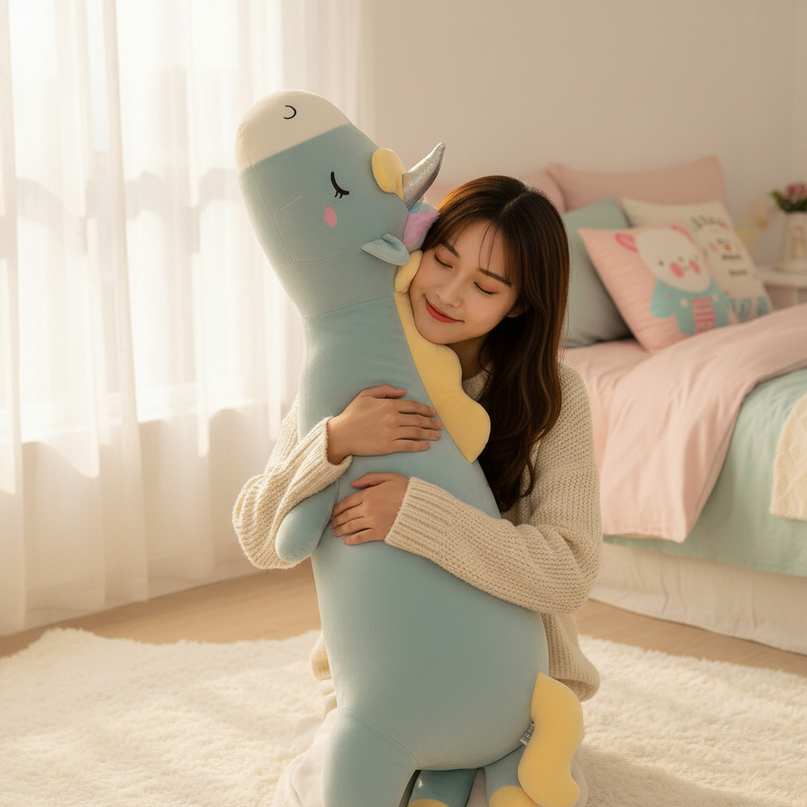 large plush stuffed animal unicorn - in-use