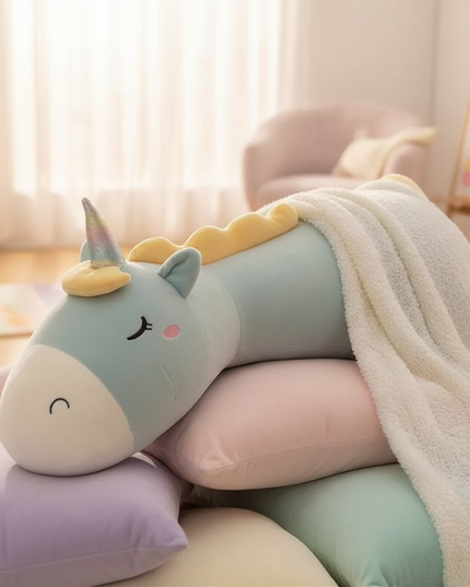 large plush stuffed animal unicorn - lifestyle