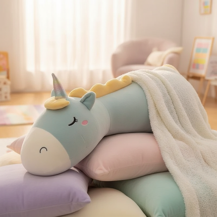 large plush stuffed animal unicorn - lifestyle