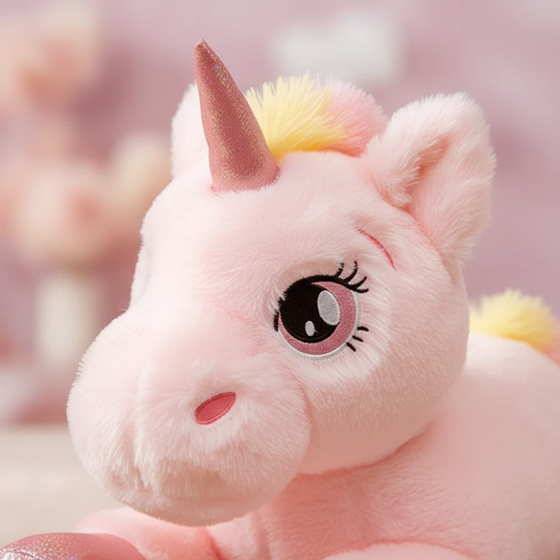 large rainbow unicorn plush doll - detail