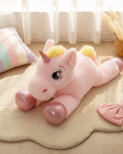large rainbow unicorn plush doll - flat-lay