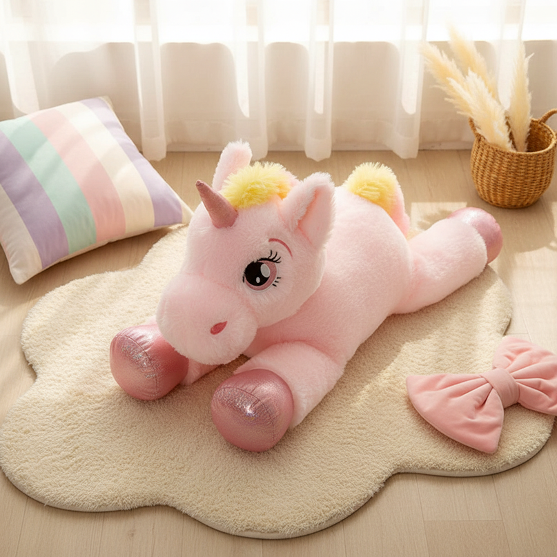 large rainbow unicorn plush doll - flat-lay