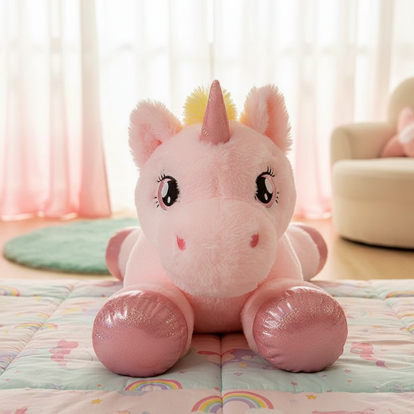 large rainbow unicorn plush doll - lifestyle