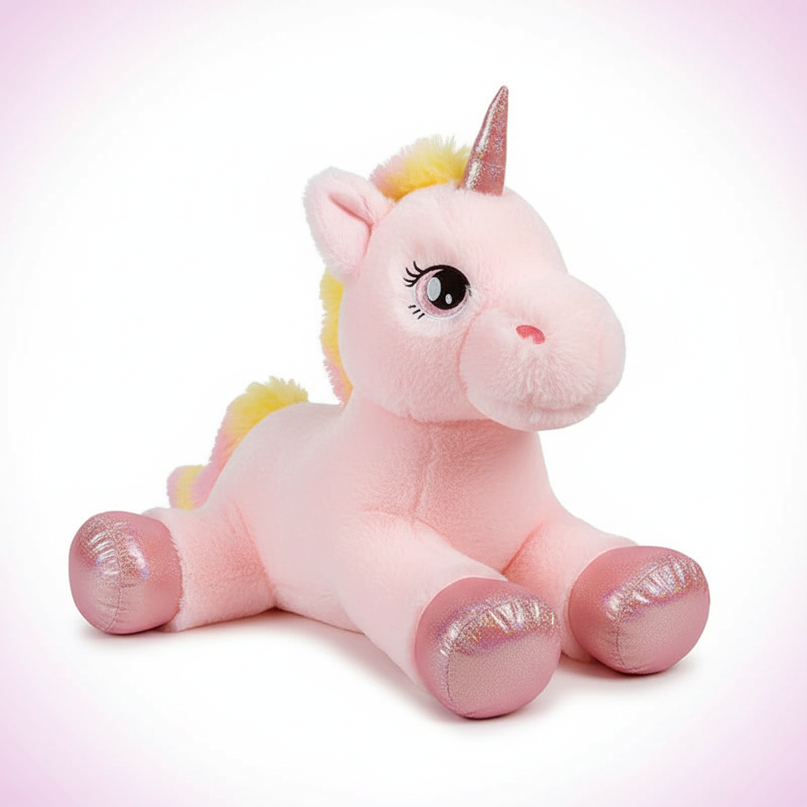large rainbow unicorn plush doll - white-bg