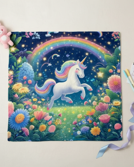 large unicorn blanket - flat-lay