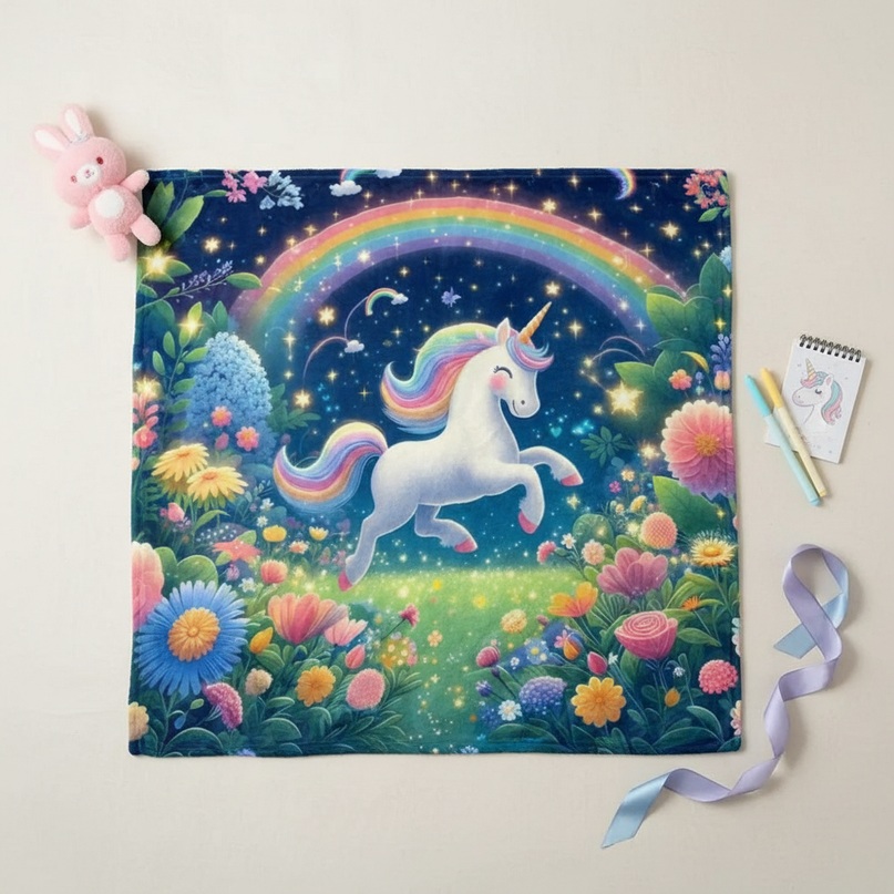 large unicorn blanket - flat-lay