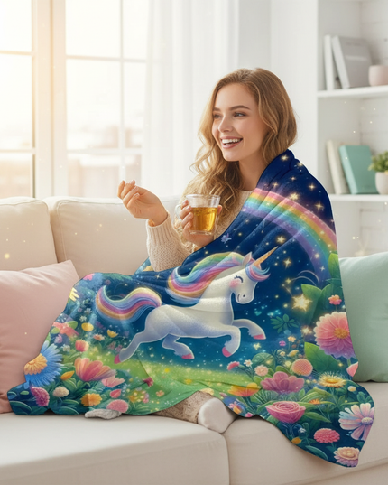 large unicorn blanket - in-use