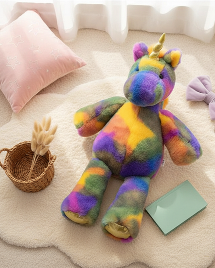 large unicorn plush stuffed animal - flat-lay