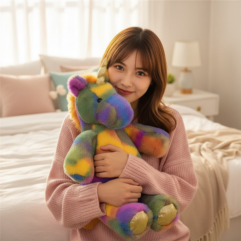 large unicorn plush stuffed animal - in-use
