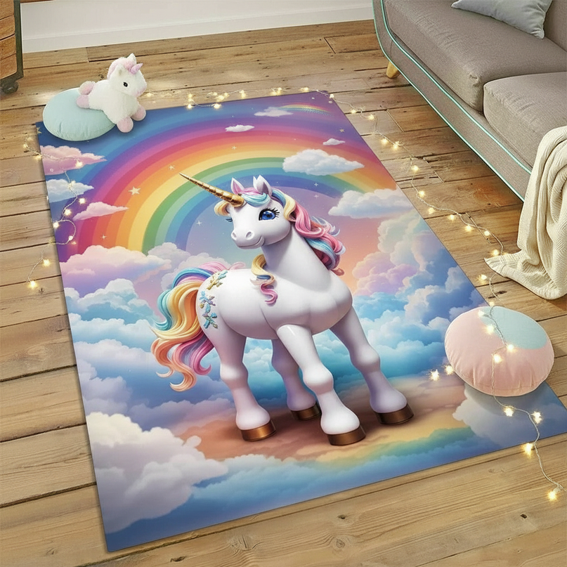 large unicorn rug - flat-lay