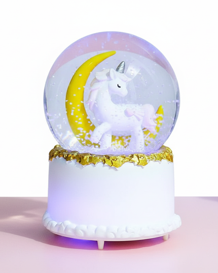 large unicorn snow globe - white-bg