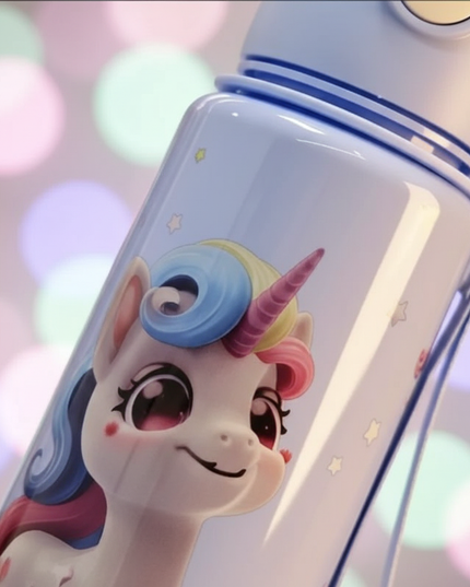 large unicorn water bottle - detail