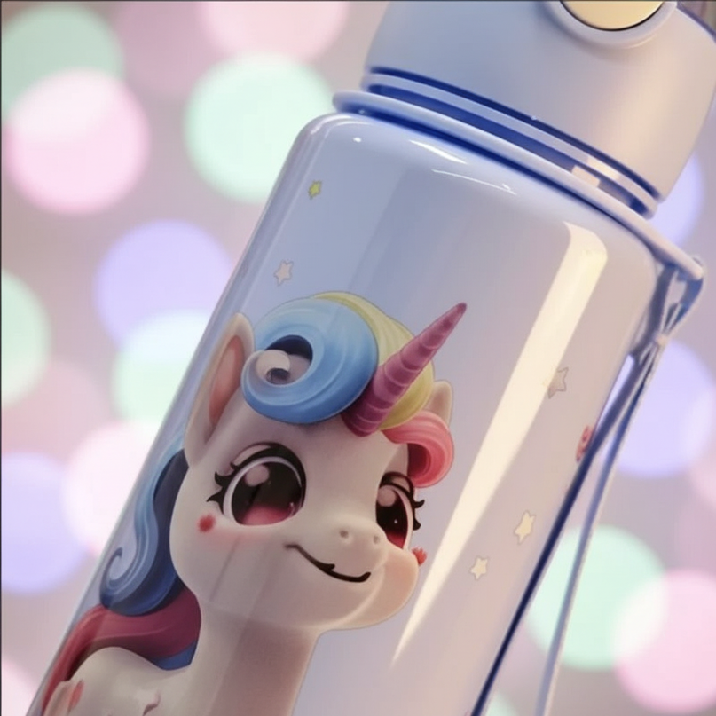 large unicorn water bottle - detail