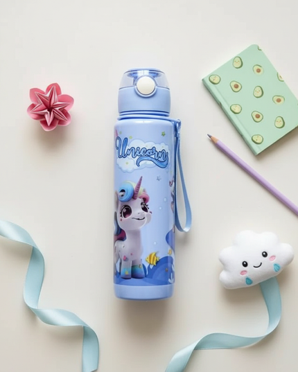 large unicorn water bottle - flat-lay