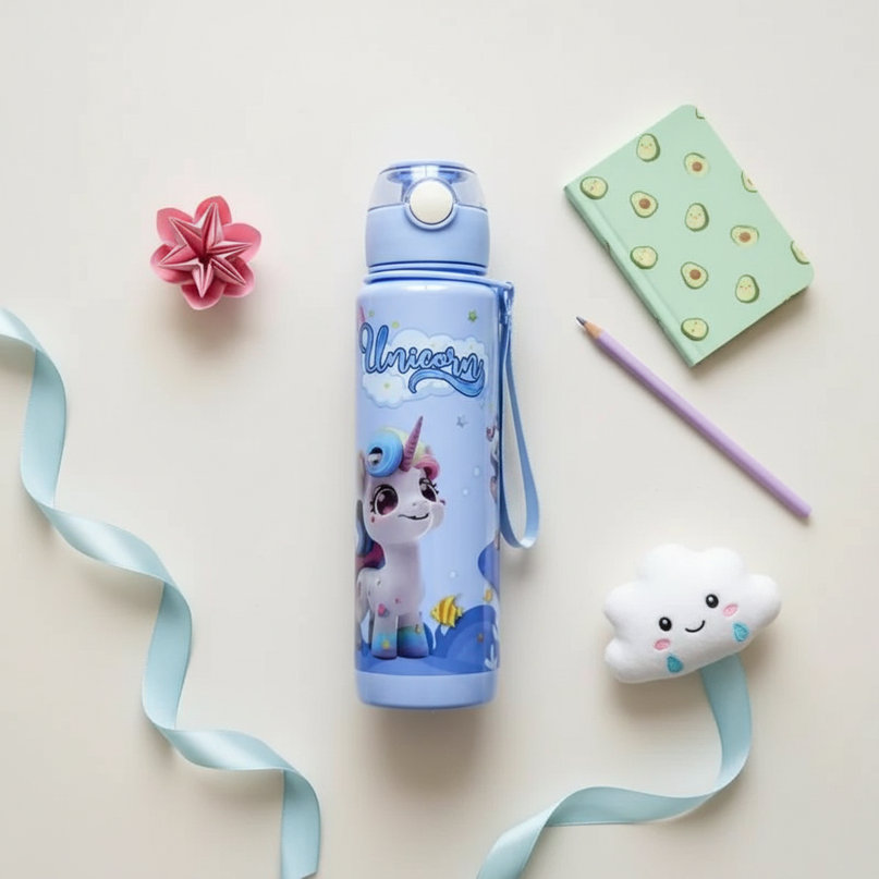 large unicorn water bottle - flat-lay