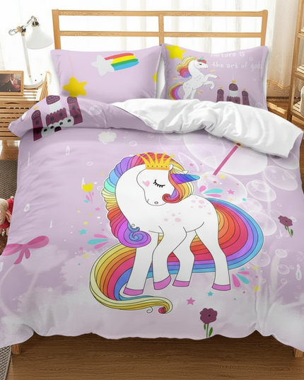 lavender castle crown unicorn bedding - lifestyle