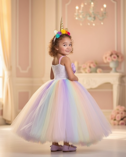lavender crochet unicorn tutu dress - back