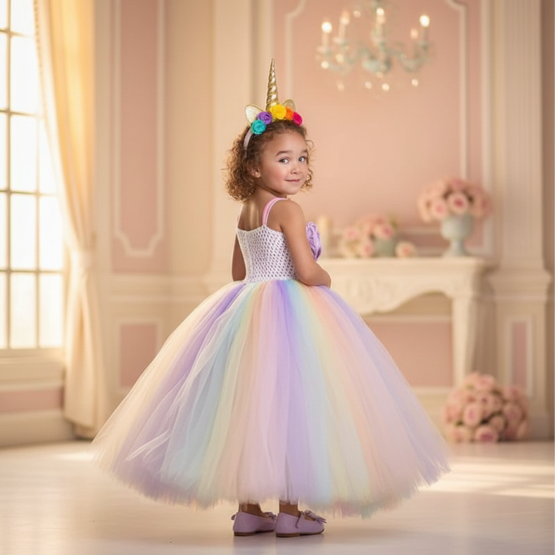 lavender crochet unicorn tutu dress - back