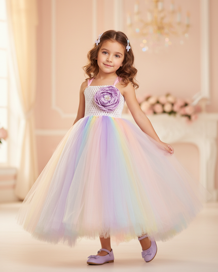 lavender crochet unicorn tutu dress - front