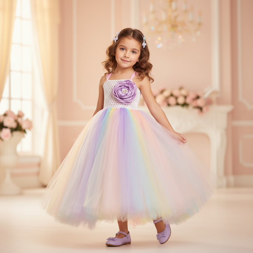 lavender crochet unicorn tutu dress - front