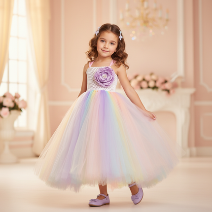 lavender crochet unicorn tutu dress - front